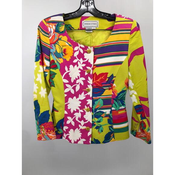 Adrienne Vittadini Vintage Bright Floral 2 Piece Skirt Suit Size 6 - Picture 6 of 11